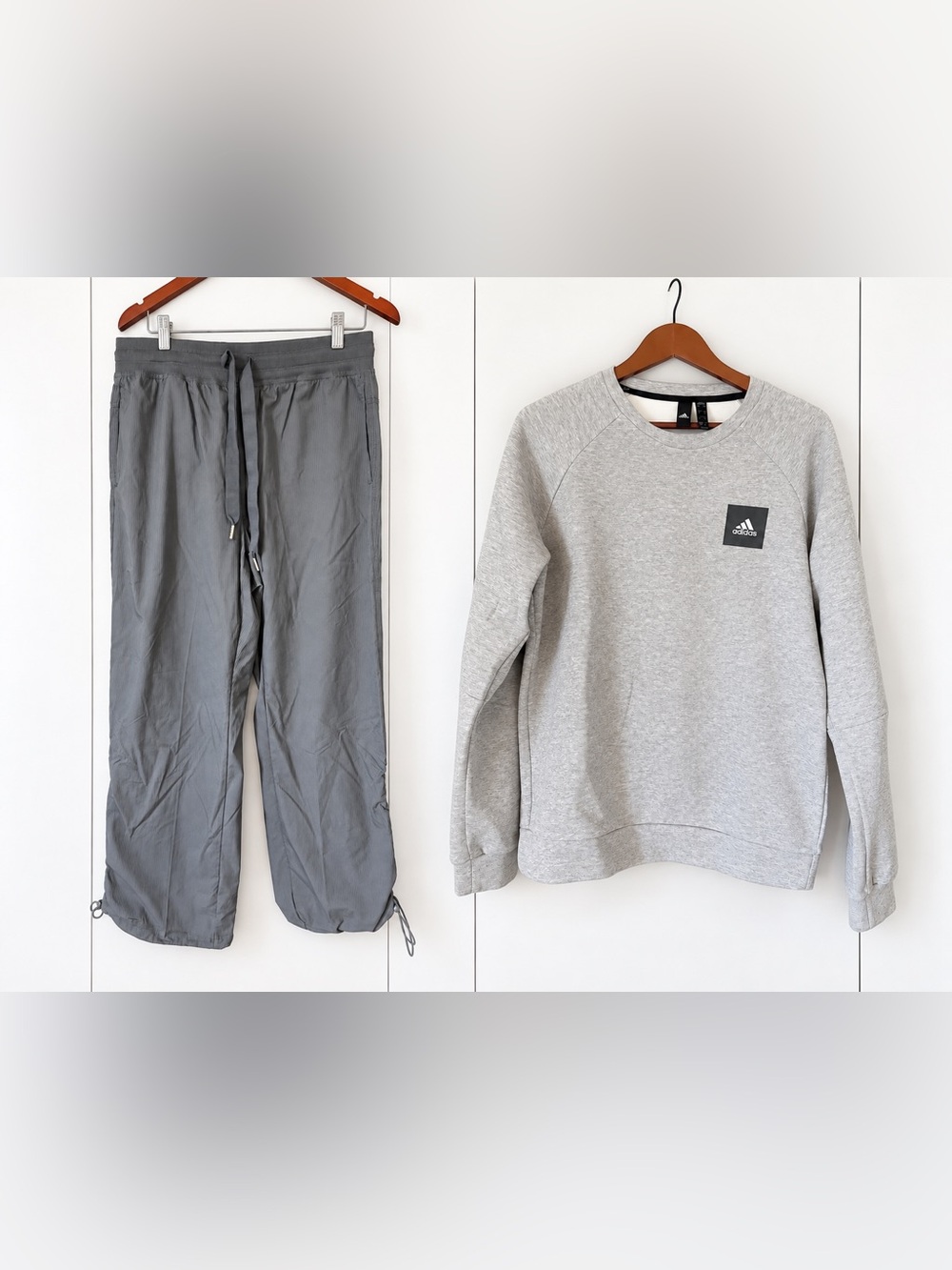 Adidas Sport ID Crewneck + Layer 8 Wide Leg Athletic Pants Set (2 piece)